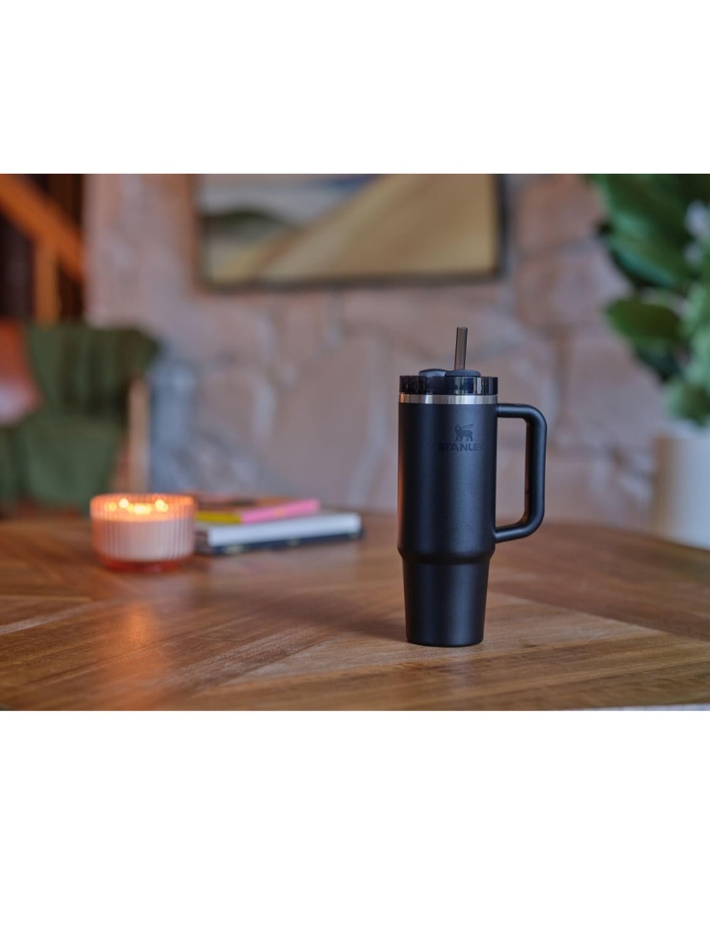 Stanley Black Insulated Mug with Handle and Straw - Picture 2 of 5